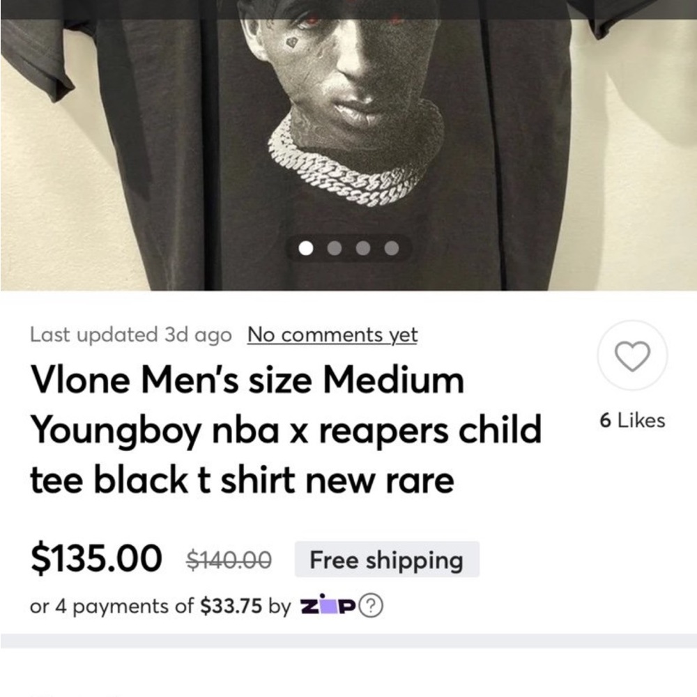 VLONE  X  NBA YOUNGBOY SHORT SLEEVE TEE SHIRT
